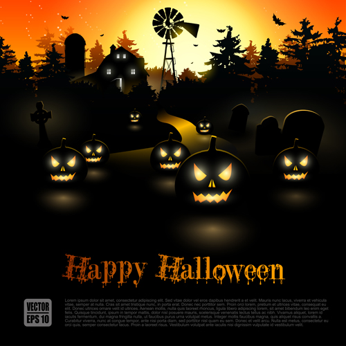 Happy Halloween backgrounds vector set 03
