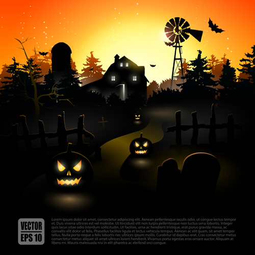 Happy Halloween backgrounds vector set 04