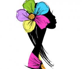 Hand drawn Girls with Flowers vector 01
