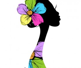 Hand drawn Girls with Flowers vector 02