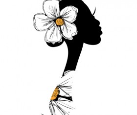 Hand drawn Girls with Flowers vector 04