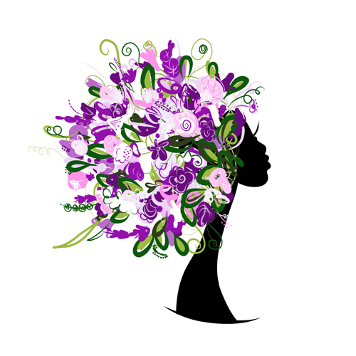 Hand drawn Girls with Flowers vector 05
