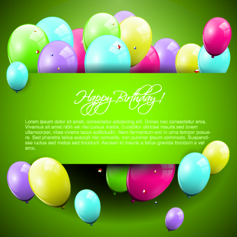 Colorful balloons happy birthday Greeting Cards background 01