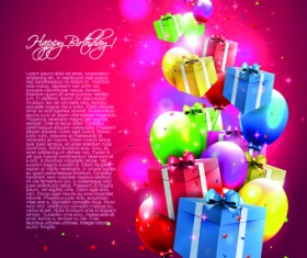 Colorful balloons happy birthday Greeting Cards background 03