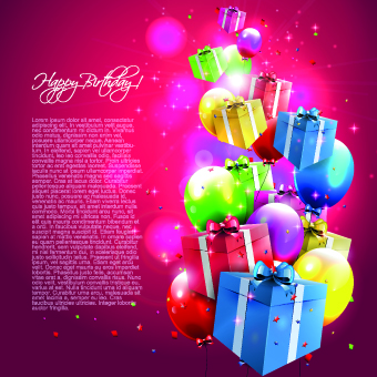 Colorful balloons happy birthday Greeting Cards background 03