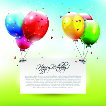 Colorful balloons happy birthday Greeting Cards background 04