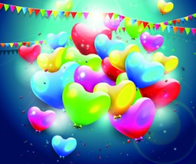 Colorful balloons happy birthday Greeting Cards background 05