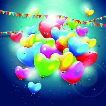 Colorful balloons happy birthday Greeting Cards background 05
