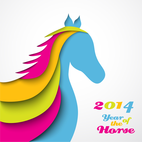 2014 horses creative design vector 09