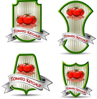 Tomato ketchup labels vector 01