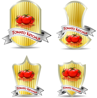 Tomato ketchup labels vector 04