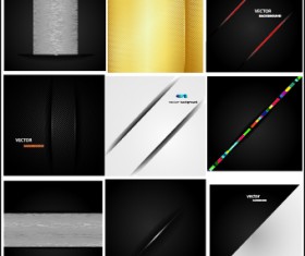 Dark metal backgrounds vector set 04