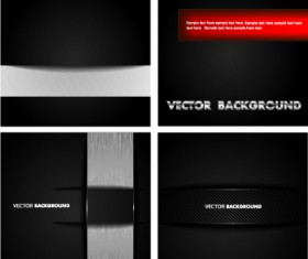 Dark metal backgrounds vector set 05
