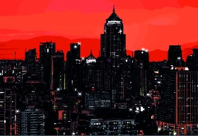 Draw Nightlife city design vector 01