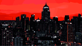 Draw Nightlife city design vector 01