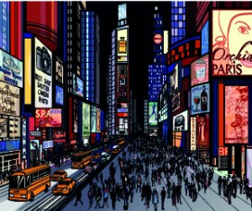 Draw Nightlife city design vector 06