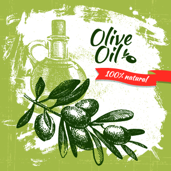 Vintage Olive oil background vector 01
