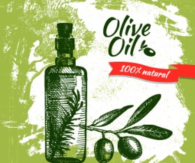 Vintage Olive oil background vector 02