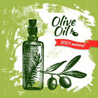 Vintage Olive oil background vector 02