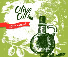 Vintage Olive oil background vector 04