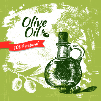 Vintage Olive oil background vector 04