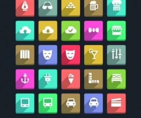 Paper cut icons vector set 01