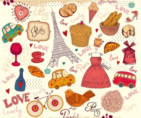 Paris symbols elements vector 01
