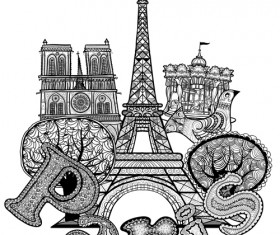 Paris symbols elements vector 02