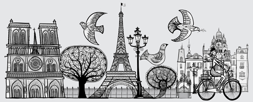 Paris symbols elements vector 03
