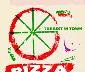 Vintage Pizza design vector 02