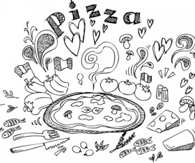 Vintage Pizza design vector 05