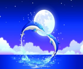 Romantic Dolphin background vector