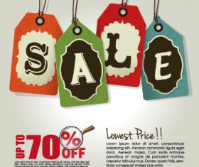 Sale tag poster retro style vector 01