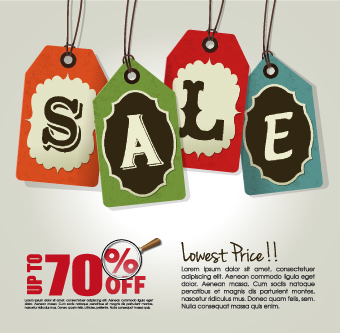 Sale tag poster retro style vector 01