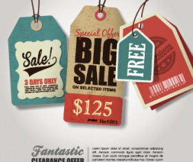 Sale tag poster retro style vector 03