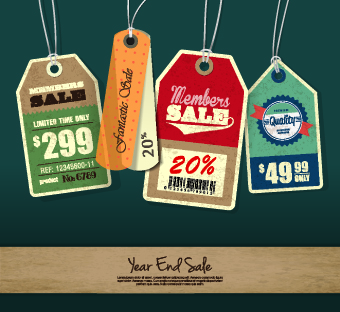 Sale tag poster retro style vector 05