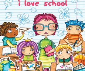 Cartoons School elements vector set 02