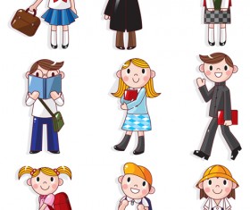 Cartoons School elements vector set 08