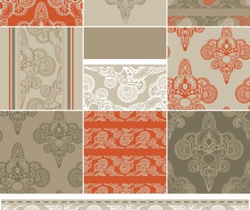 Vector set of floral seamless pattern 03