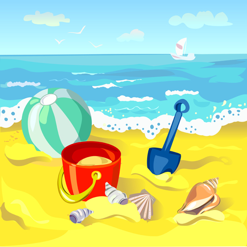 Summer beach travel backgrounds vector 02