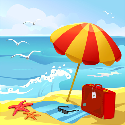 Summer beach travel backgrounds vector 04