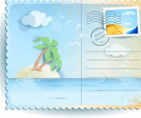 Summer elements postcards vector 01