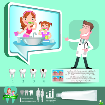 Creative teeth care infographics vectors 02