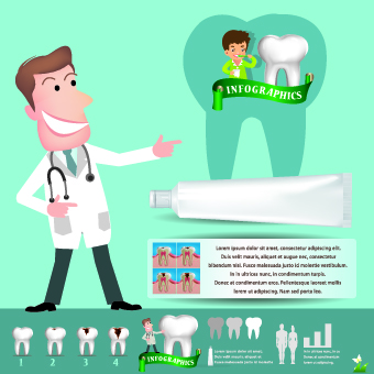 Creative teeth care infographics vectors 03