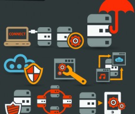 Vintage Database icons vector