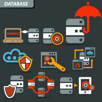 Vintage Database icons vector