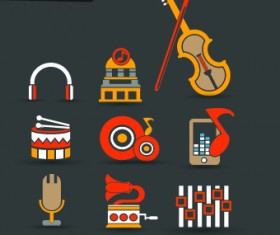 Vintage audio icons vector