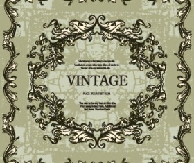Vintage frame with floral elements vector 01