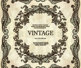 Vintage frame with floral elements vector 02