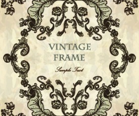 Vintage frame with floral elements vector 03